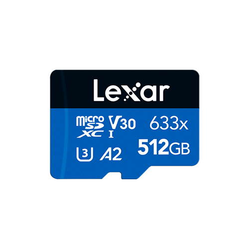 Lexar High Performance microSDXC 512GB 633x V30 A2 UHS-I BLUE Series + adapter