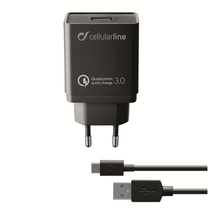 Cellular Line Charger Set for Huawei USB-A with cable type-C 18W black