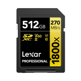 Lexar Professional SDXC 512GB 1800x 270MB/s UHS-II GOLD Series